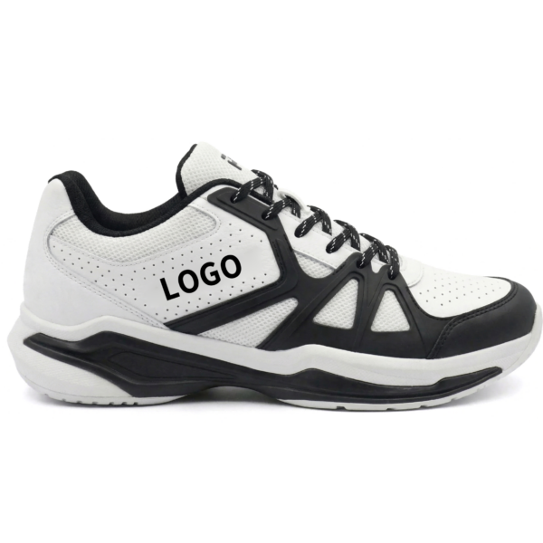 Black and White Pickleball Shoes with Geometric TPU Support