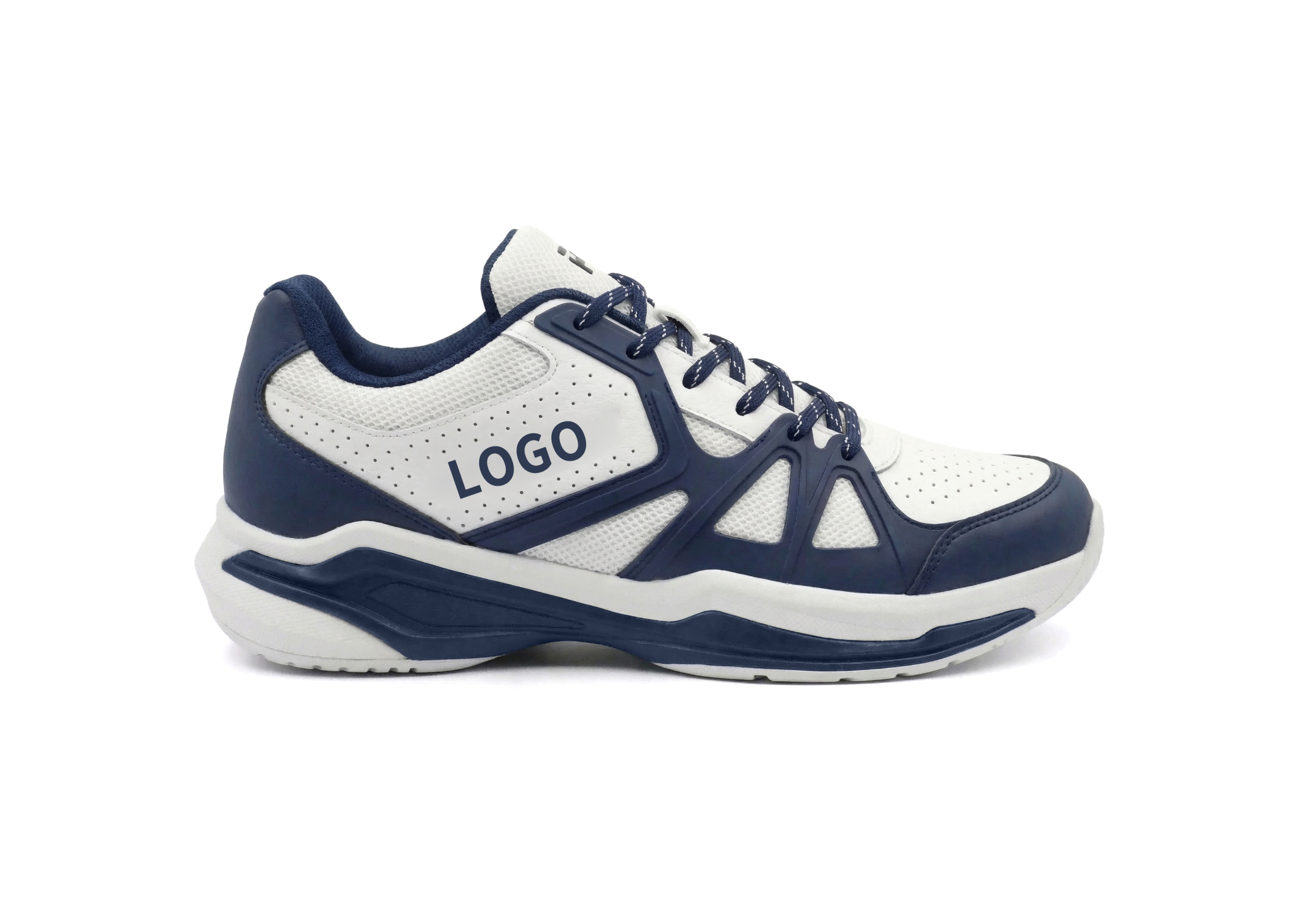 Black and White Pickleball Shoes with Geometric TPU Support - Image 3